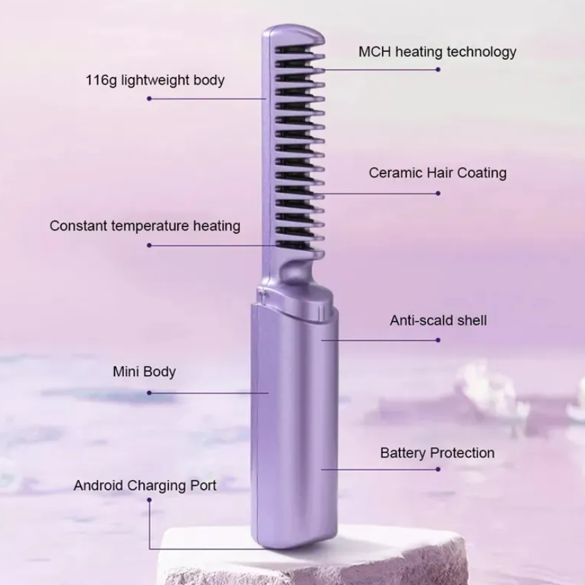 Portable Wireless Hair Straightener Comb