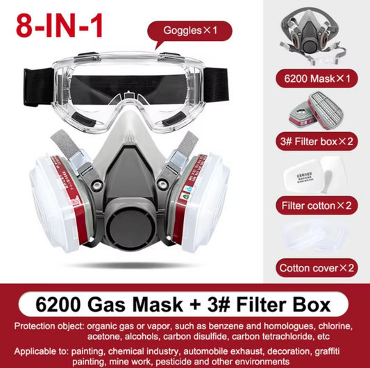 Respirator with Filters & Goggles