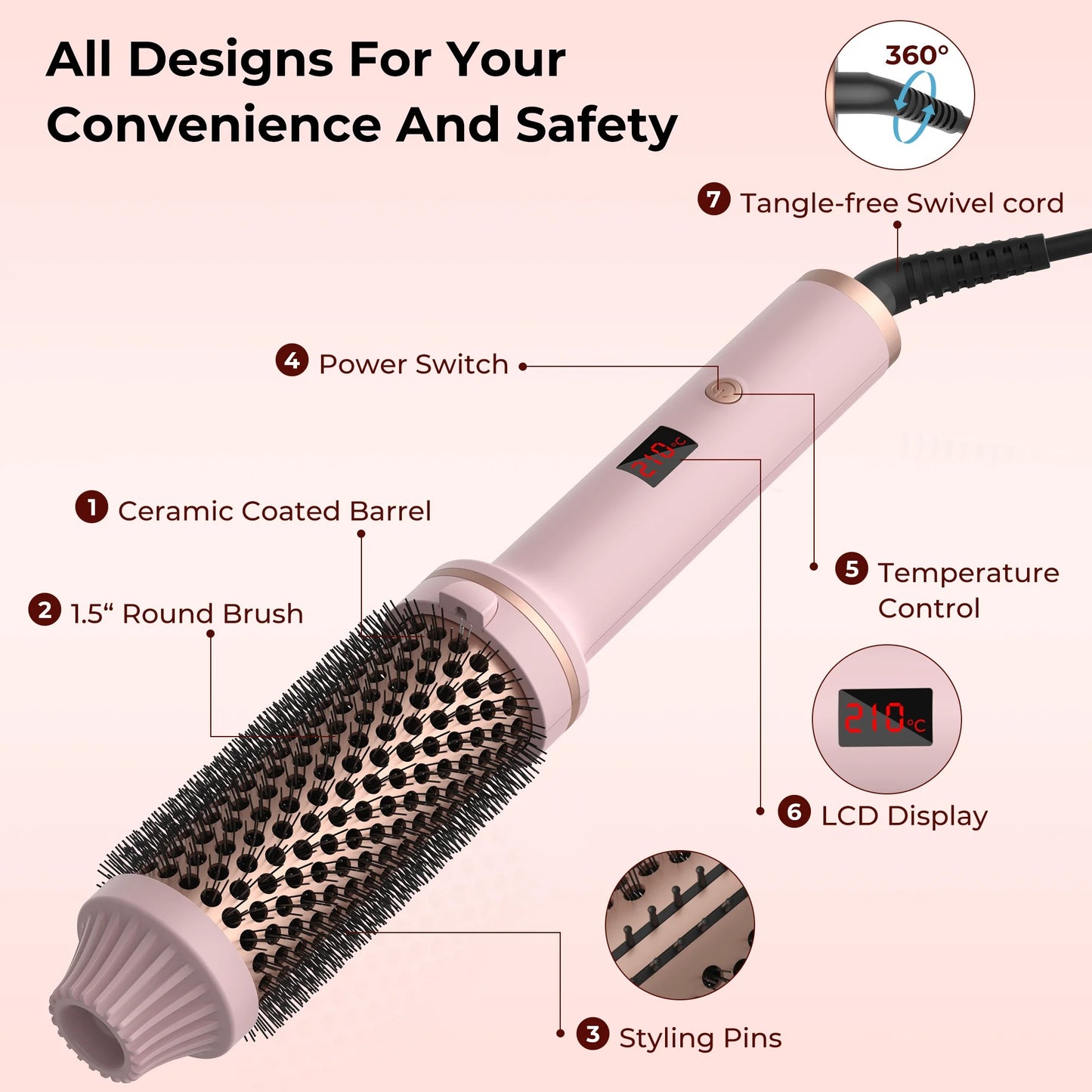 1.5 Inch Heated Hair Curling Brush