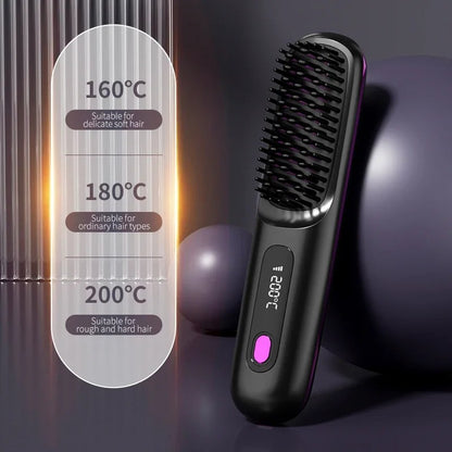 Wireless LCD USB Ceramic Heating Straightening Brush